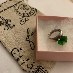 Vintage 925 silver green rhinestone ring size 6
